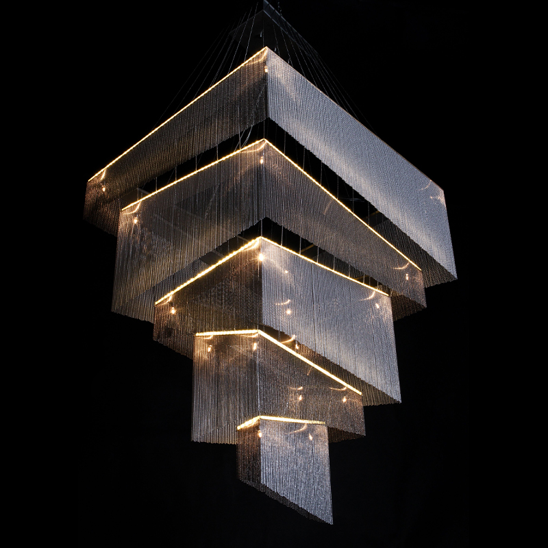 Люстра Серебряные цепочки Willowlamp Geometric Storm Silver Серебряный в Ижевске | Loft Concept 