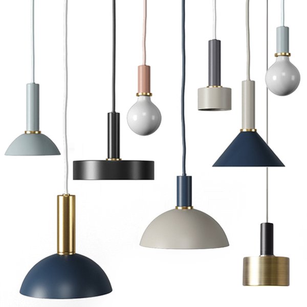 Подвесной светильник Ferm Living Socket Pendant High  Черный Латунь Голубой пастельный Темно-синий Белый Дымчатая Роза в Ижевске | Loft Concept 