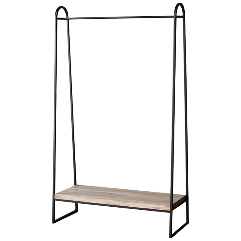 Рейл Amba Industrial Metal Rust Clothes Rail Черный Светлый дуб в Ижевске | Loft Concept 