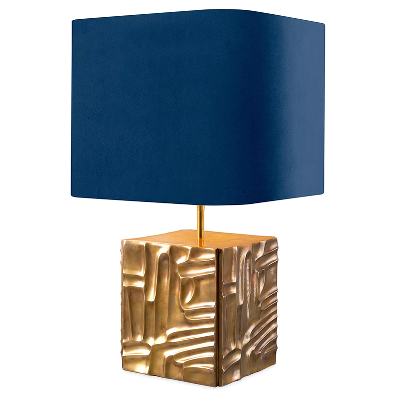 Настольная лампа Eichholtz Table Lamp Oregon Blue Velvet Синий Латунь в Ижевске | Loft Concept 