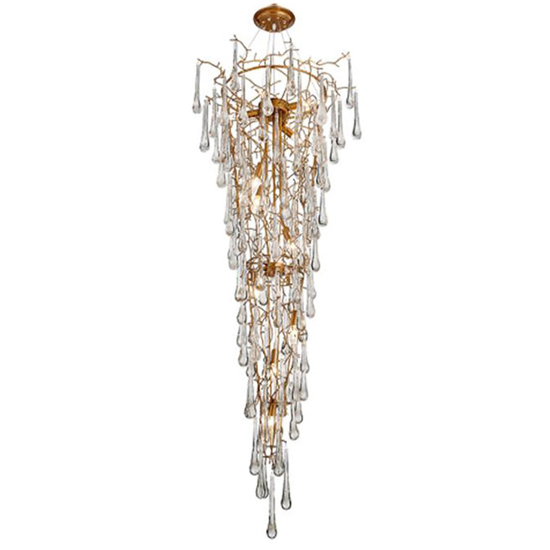 Люстра Waterfall Chandelier Crystal Drops Золотой Прозрачный в Ижевске | Loft Concept 