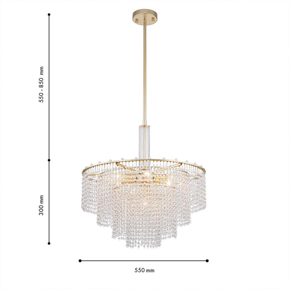 Люстра многоярусная с каскадами кристаллов Crystal Rains в Ижевске