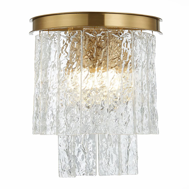 Бра Renea Textured Glass Wall Lamp Brass Латунь Прозрачное Стекло в Ижевске | Loft Concept 