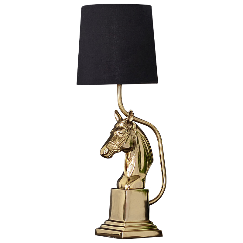 Настольная лампа с абажуром Lampshade Horse Sculpture Gold Черный Глянцевое золото в Ижевске | Loft Concept 