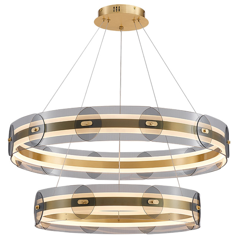 Люстра Gold 2 ring horizontal chandelier Прозрачный Латунь в Ижевске | Loft Concept 