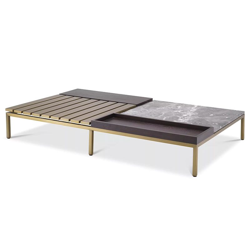 Кофейный стол Eichholtz Coffee Table Forma Латунь Серый Коричневый в Ижевске | Loft Concept 