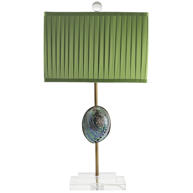 Настольная лампа с абажуром Green Semiprecious Stone Table Lamp Зеленый Прозрачное Стекло Латунь Перламутровый в Ижевске | Loft Concept 