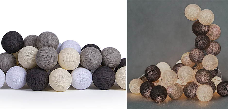 Гирлянда хлопковые фонарики Сotton Ball Taupe - Loft-Concept в Ижевске