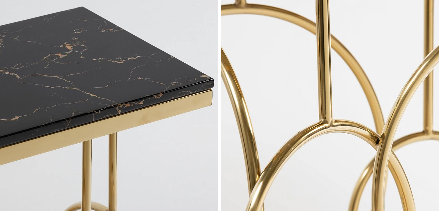 Консоль с чёрной мраморной столешницей Gwendolyn Console - фото