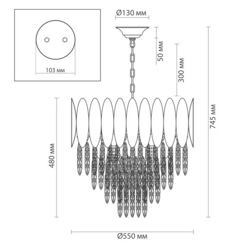 Люстра KEBO KING CHANDELIER four cascades D 55 в Ижевске