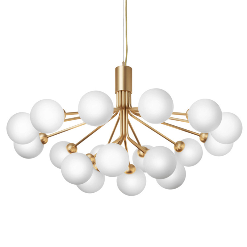 Люстра Berries Chandelier White Balloons Gold 18 Золотой Белое матовое стекло в Ижевске | Loft Concept 