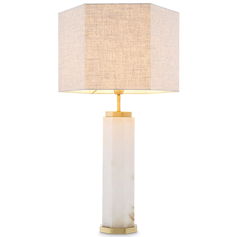 Настольная лампа Eichholtz Table Lamp Newman Alabaster Латунь Серый Белый в Ижевске | Loft Concept 