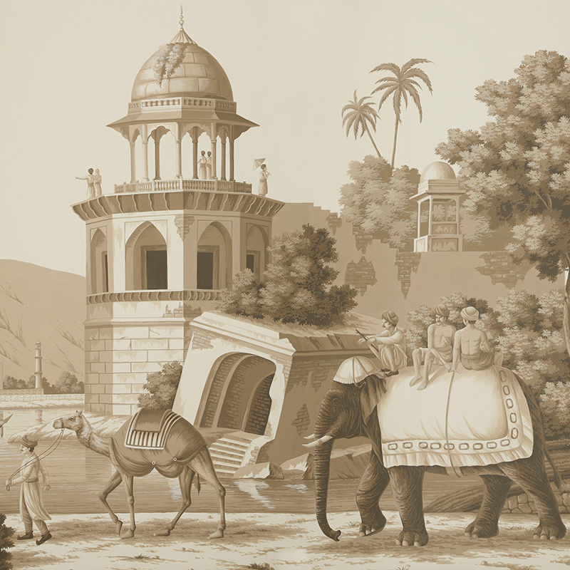 Обои ручная роспись Early Views of India Sepia on scenic paper  в Ижевске | Loft Concept 