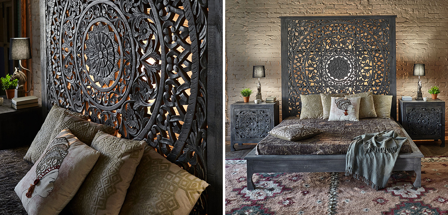 Кровать Indian Antique White Furniture Sarita Bed серый - фото