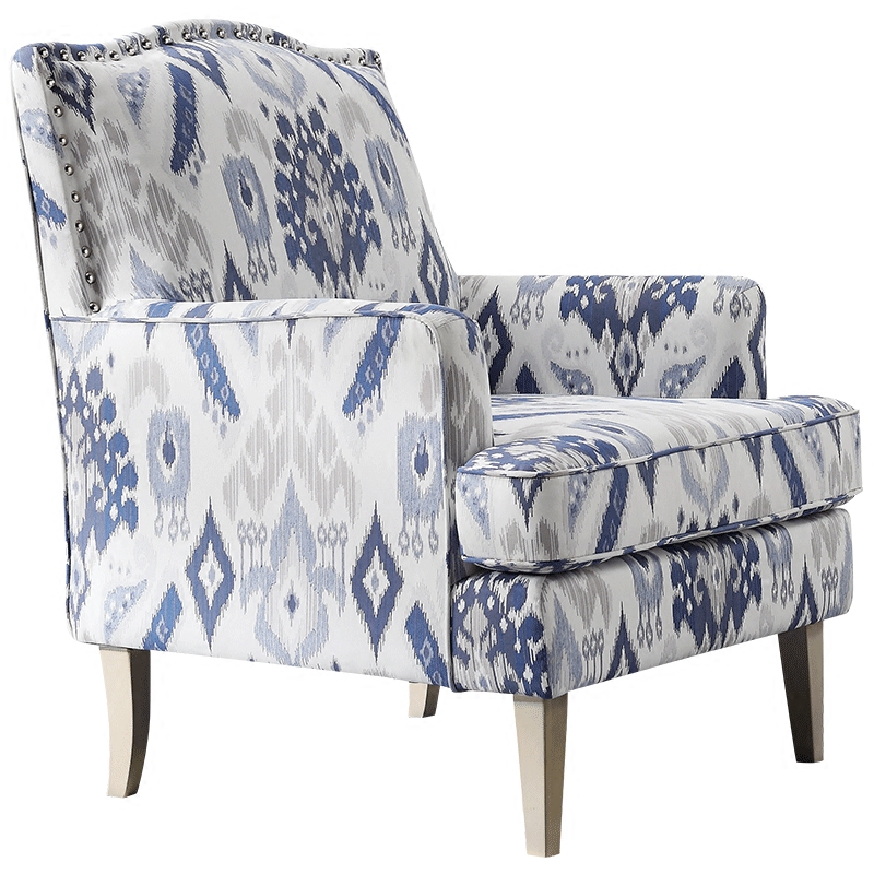 Кресло Armchair Ornament Blue Ikat Белый Светло-синий Бежевый в Ижевске | Loft Concept 