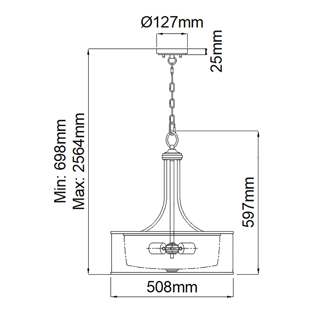 Люстра подвесная с двойным круглым плафоном из органзы и матового стекла Kichler в Ижевске