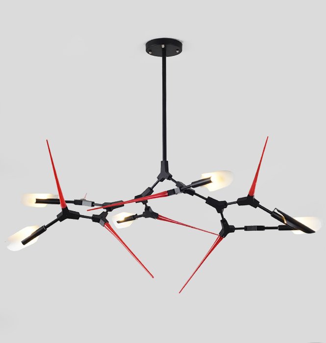 Люстра Red Spikes Chandelier 6 Черный Красный в Ижевске | Loft Concept 