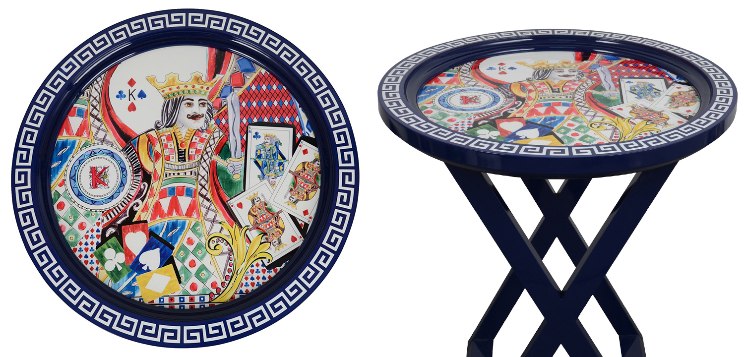 Приставной стол Playing Cards Painted Round Countertop Side Table - фото