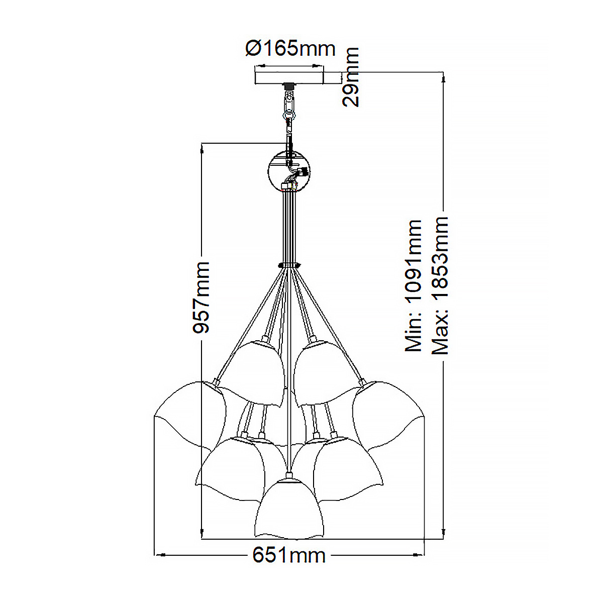 Люстра с 15-ю белыми  плафонами с золотой внутренней поверхностью Hinkley в Ижевске