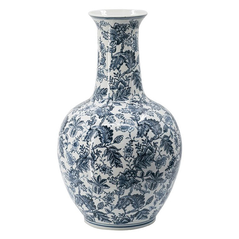 Ваза с классическим узором шинуазри синего цвета Blue & White Ornament Белый Синий Ваза с классическим узором шинуазри синего цвета Blue & White Ornament Белый Синий в Ижевске | Loft Concept