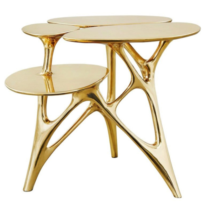 Дизайнерский приставной столик Lotus Small Side Table or End Table Brass by Zhipeng Tan Золотой в Ижевске | Loft Concept 