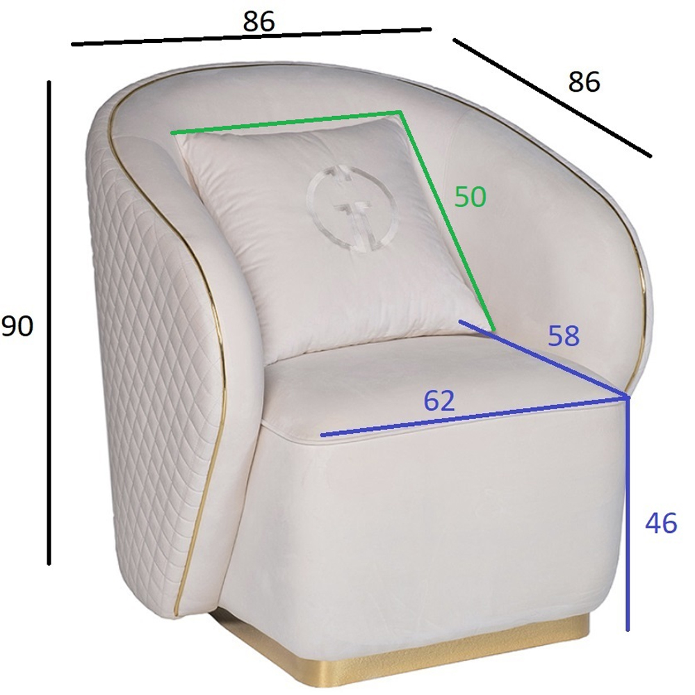 Кресло велюровое оттенка слоновой кости с простроченной спинкой Perfect Comfort в Ижевске