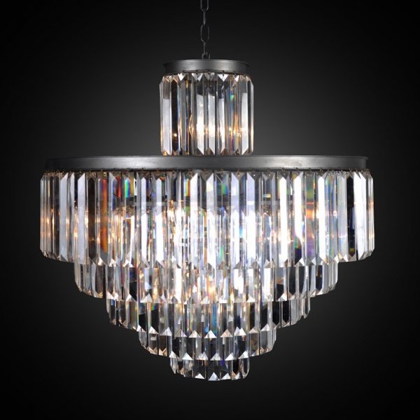 Люстра RH 1920s Odeon Clear Glass Fringe Chandelier - 6 rings Черный в Ижевске | Loft Concept 