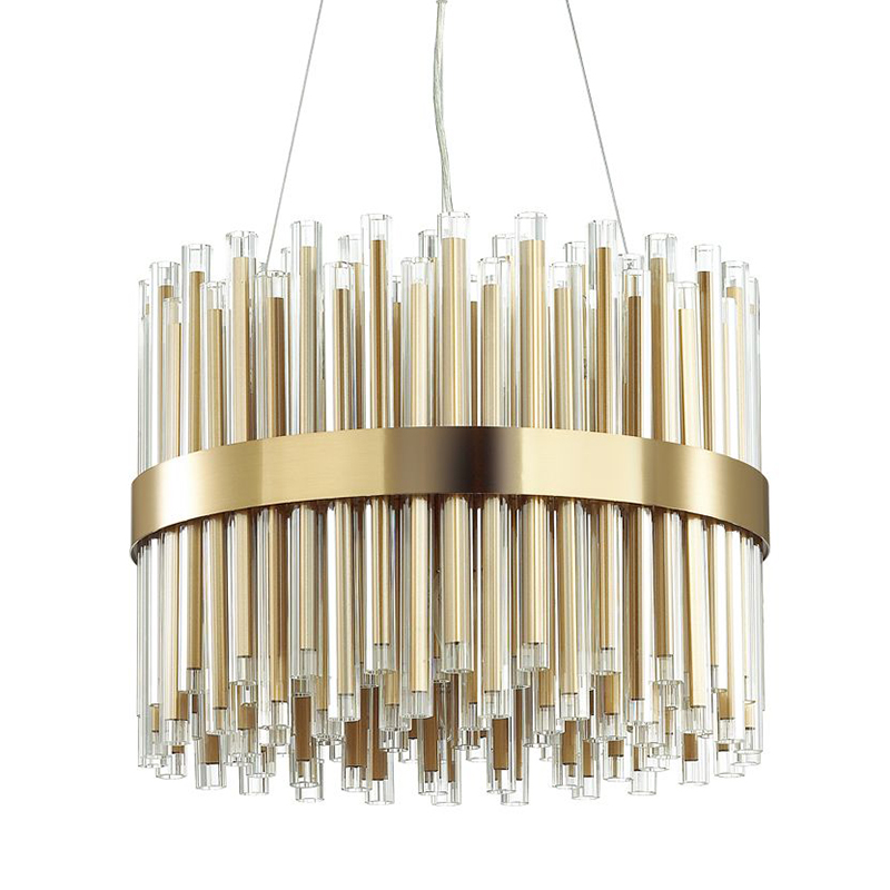 Люстра Gladwin Round Glass Tubes Chandelier Золотой Прозрачный в Ижевске | Loft Concept 