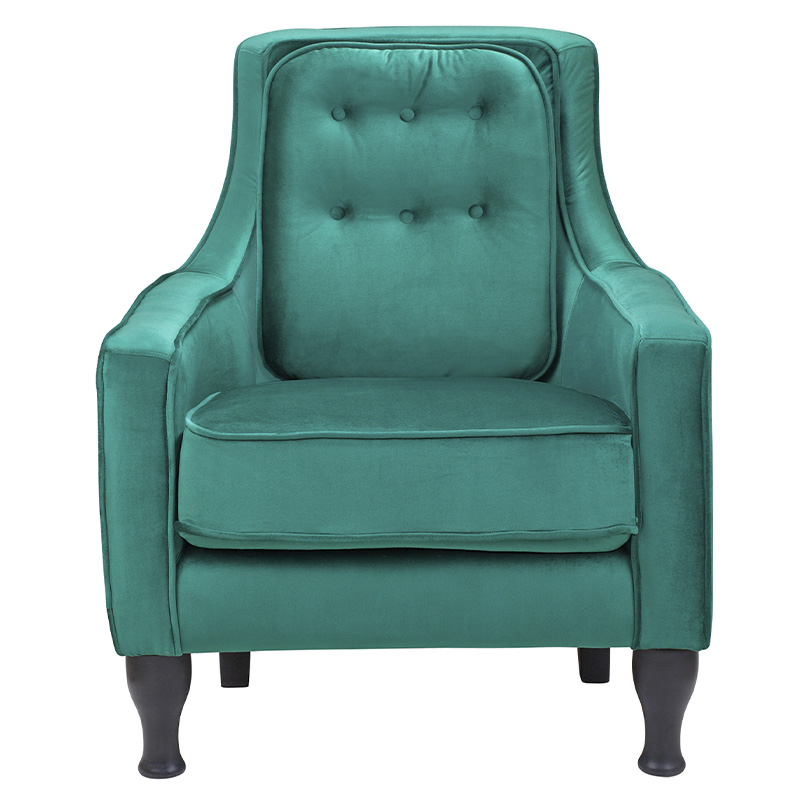 Кресло с мягкой обивкой из велюра на 4-х ножках из массива березы Scarlett Armchair green Изумрудный Черный в Ижевске | Loft Concept 