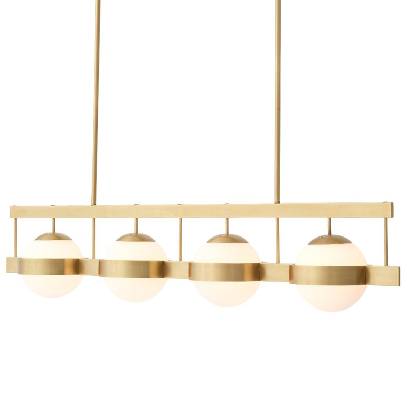 Люстра Eichholtz Chandelier Biba Brass Латунь Античная полированная Белое матовое стекло в Ижевске | Loft Concept 