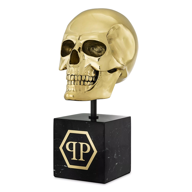 Статуэтка Philipp Plein Gold Skull L Черный Золотой в Ижевске | Loft Concept 