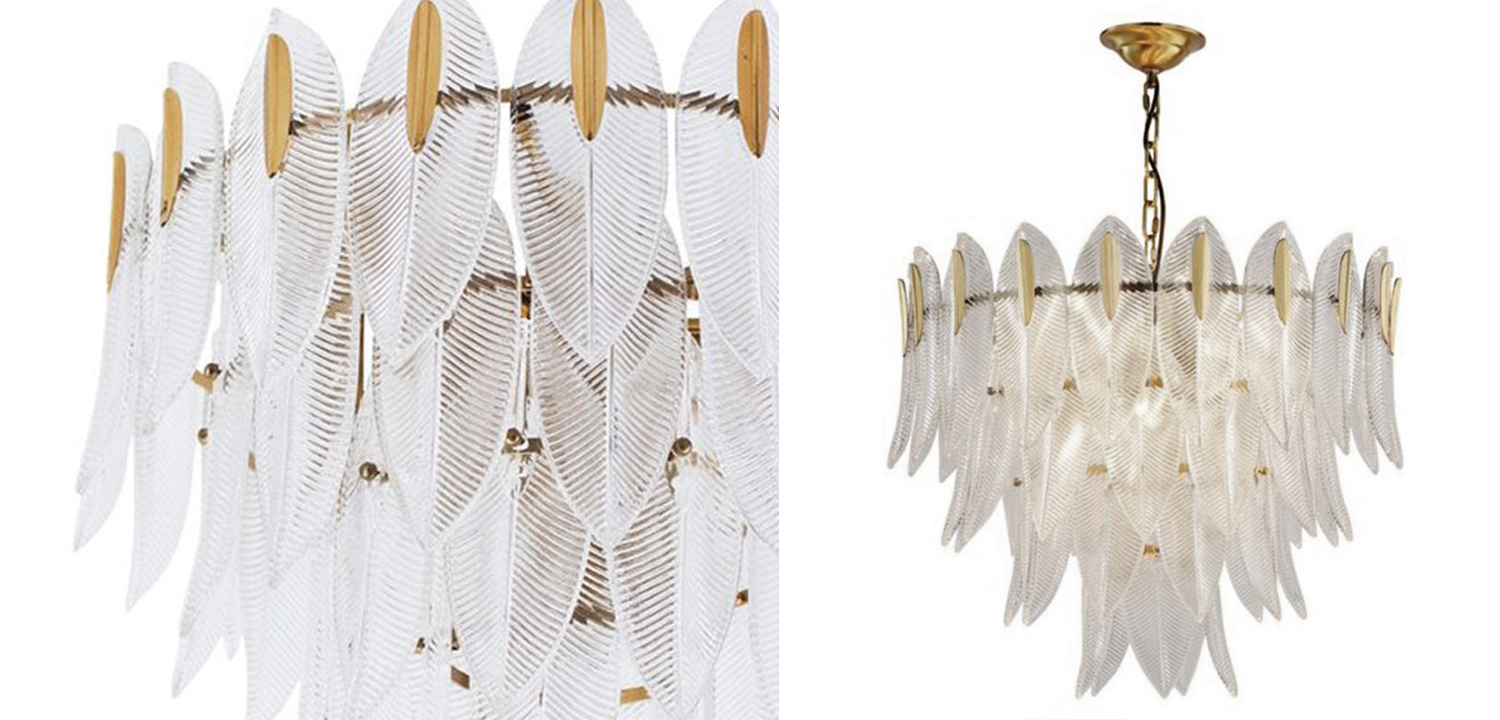 Люстра Textured Glass Petals Chandelier - фото