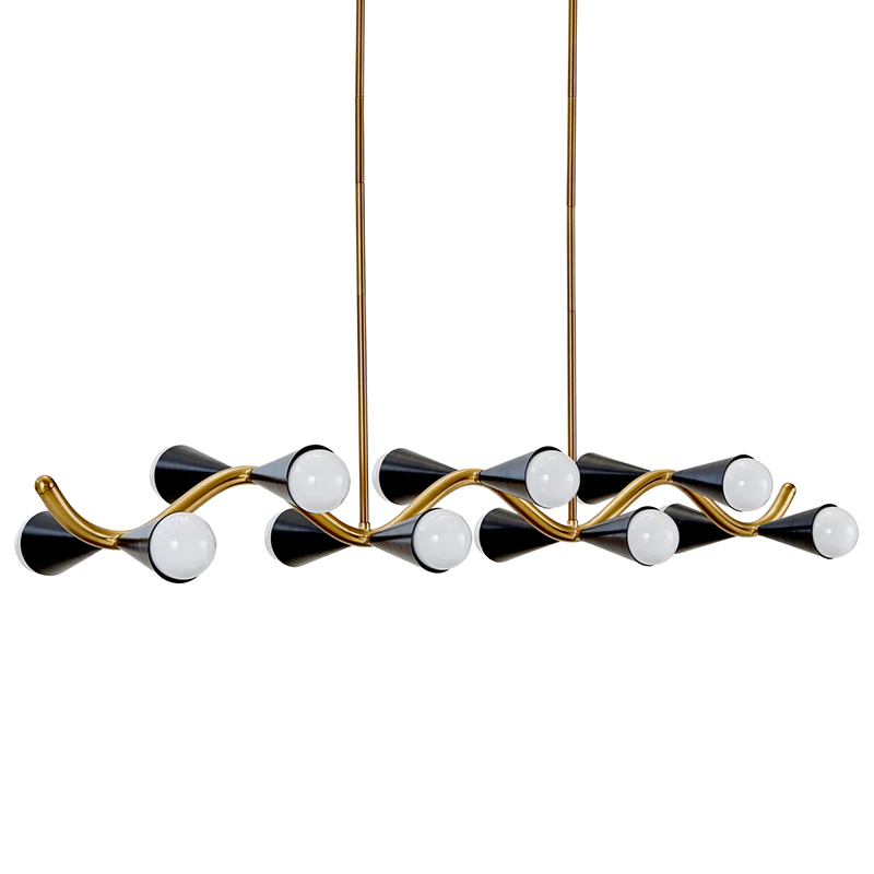 Линейная люстра Jonathan Adler CARACAS WAVE CHANDELIER Латунь Черный в Ижевске | Loft Concept 