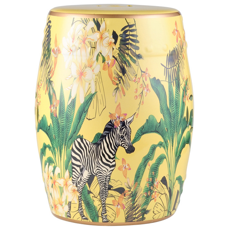 Керамический табурет Zebra Tropical Animal Ceramic Stool Yellow Желтый Черно-белый Зеленый в Ижевске | Loft Concept 