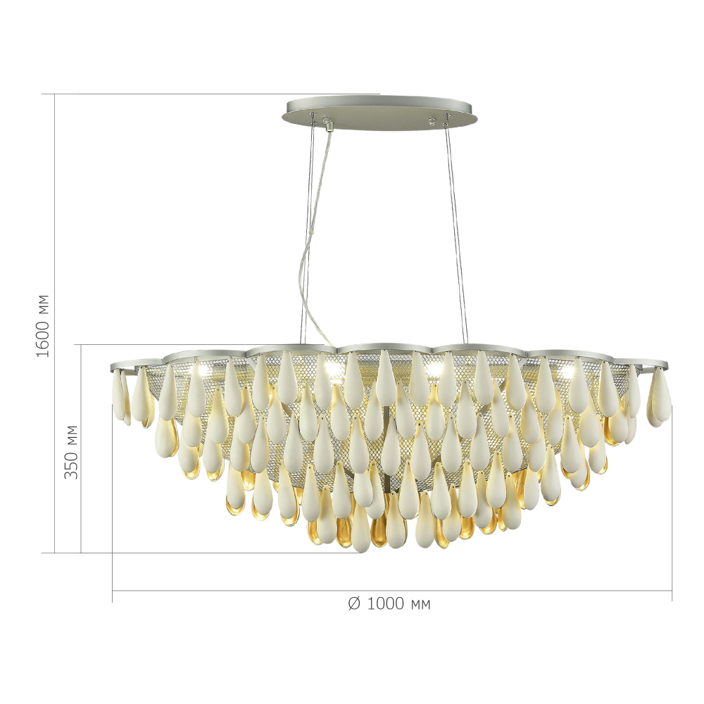 Люстра с подвесками в форме капель на серебристом каркасе Raindrop в Ижевске