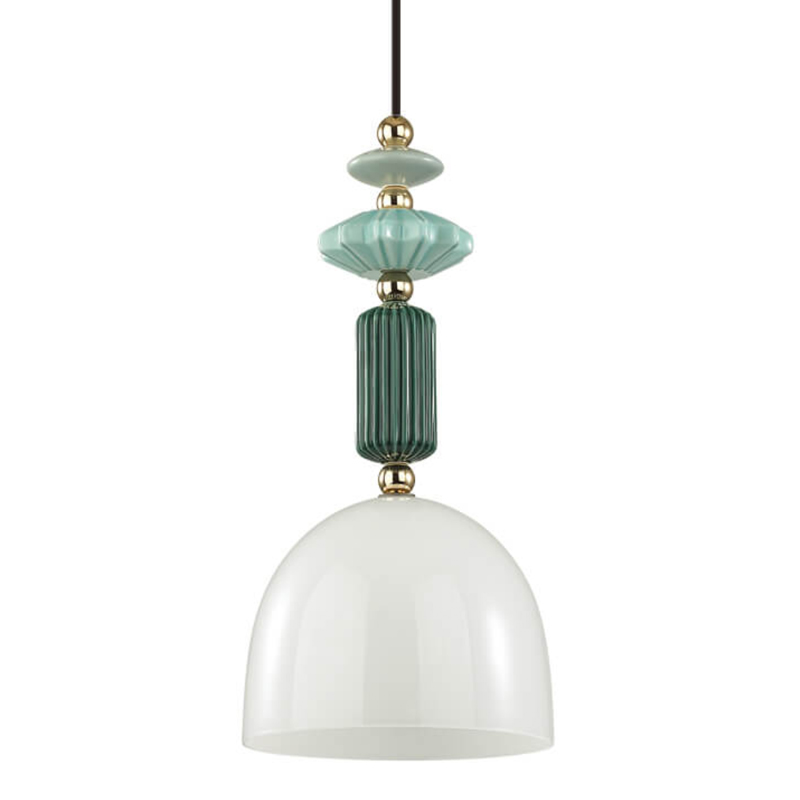 Подвесной светильник Iris hanging lamp green Белое матовое стекло Зеленый в Ижевске | Loft Concept 