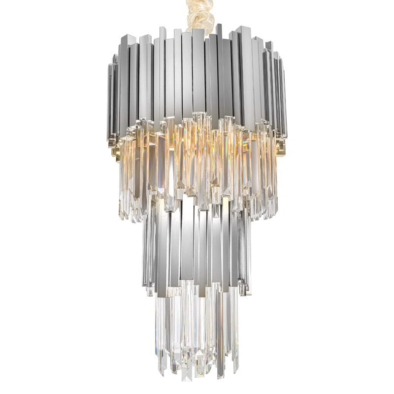 Люстра многоярусная Luxxu Modern Cascade Chandelier Silver Metal Glass 35 Прозрачное Стекло Серебряный в Ижевске | Loft Concept 