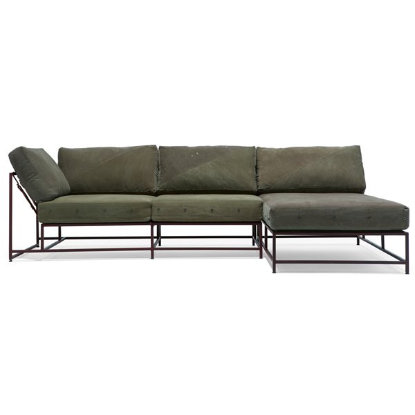 Угловой диван Olive Military Fabric Sectional sofa  Оливковый в Ижевске | Loft Concept 