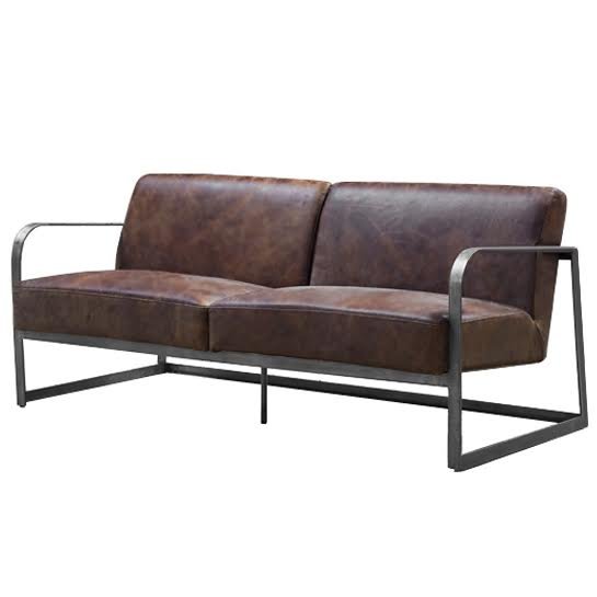 Диван INDIO METAL leather SOFA Коричневый в Ижевске | Loft Concept 