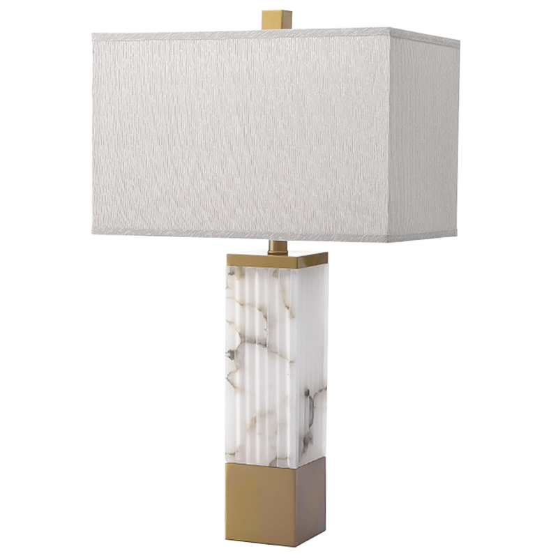 Настольная лампа Blanchefleur Marble Table Lamp Белый Мрамор Bianco Серый Латунь в Ижевске | Loft Concept 