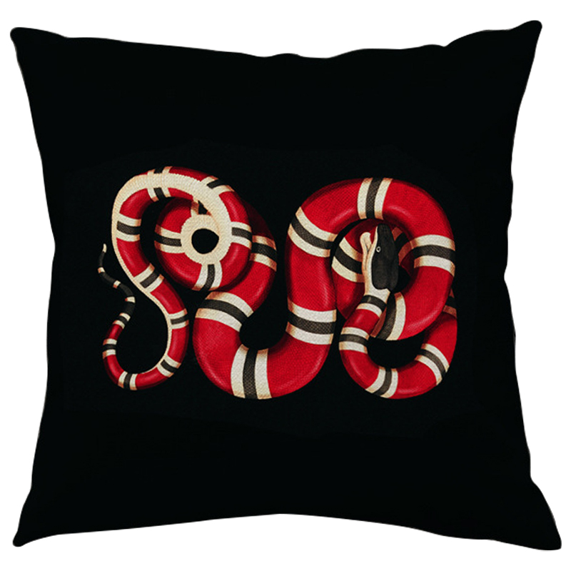 Декоративная подушка Стиль Gucci Micrurus Snake Black Черный Красный Бежевый в Ижевске | Loft Concept 