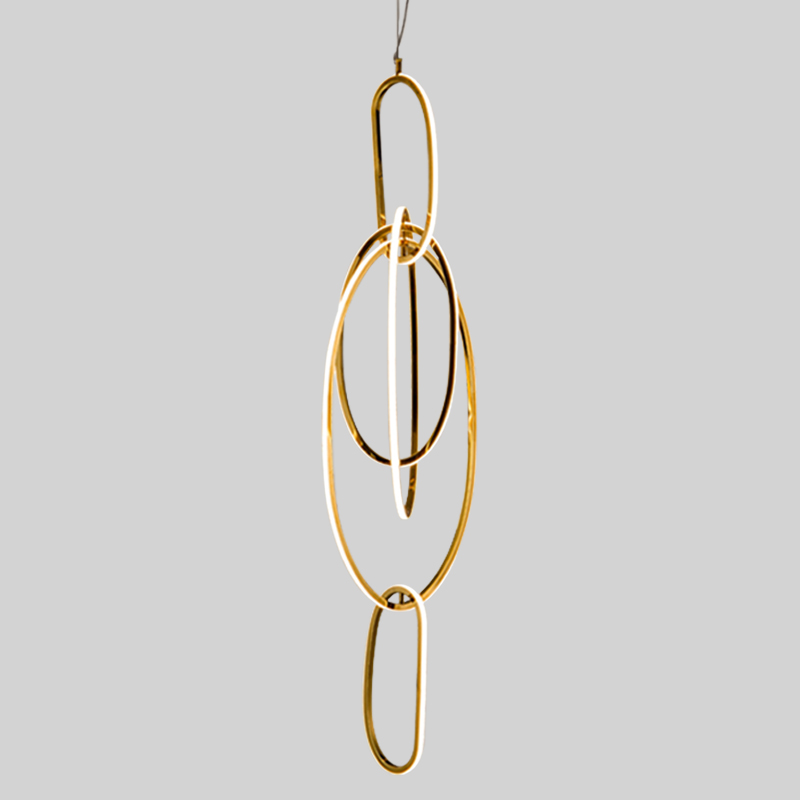 Люстра Vertical Gold Oval Rings Chandelier Золотой в Ижевске | Loft Concept 