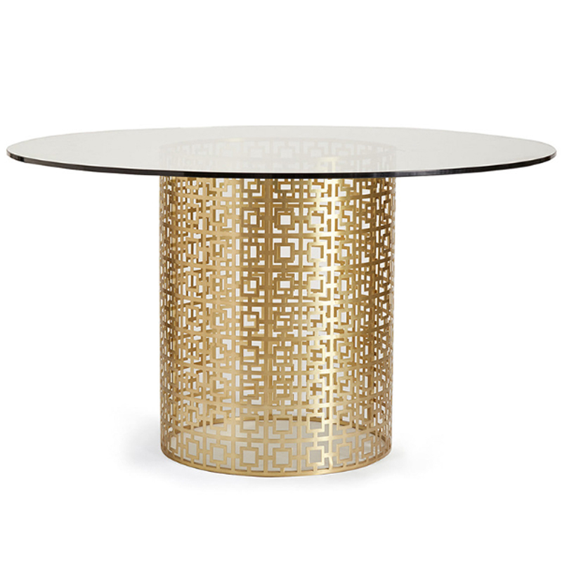 Обеденный стол Jonathan Adler Nixon Dining Table столешница Стекло Золотой Прозрачный в Ижевске | Loft Concept 