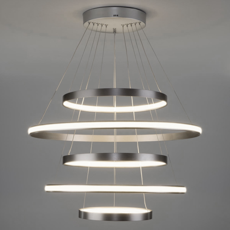 Люстра Light Ring  Vertical Silver 5 колец Никель Сатин в Ижевске | Loft Concept 