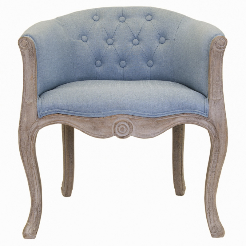 Кресло низкое в стиле прованс Louis French Armchair light blue flax Светло-голубой Бежево-серый в Ижевске | Loft Concept 