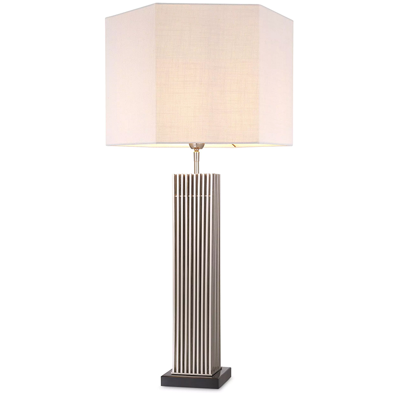 Настольная лампа Eichholtz Table Lamp Viggo Nickel Белый Никель Черный Мрамор Nero в Ижевске | Loft Concept 