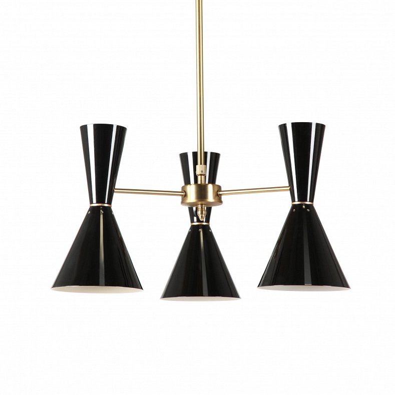 Люстра CAIRO Chandelier 3 Arm black Черный Латунь в Ижевске | Loft Concept 