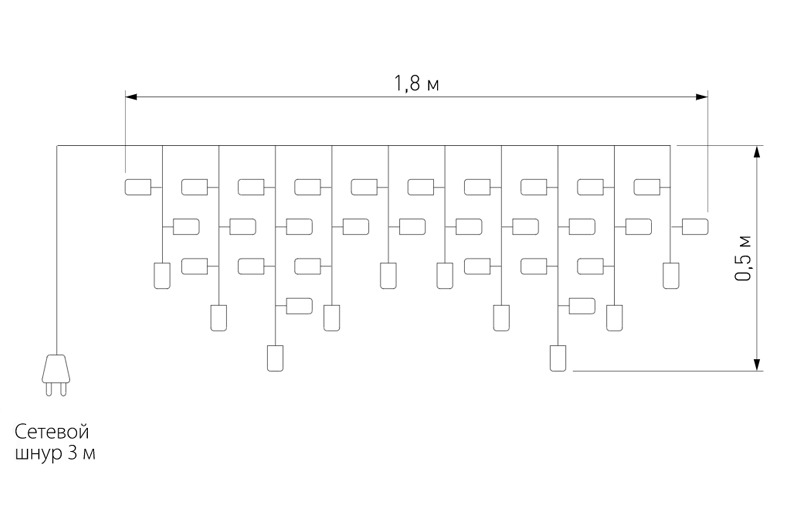 Гирлянда Бахрома с Цветными светодиодами в Ижевске