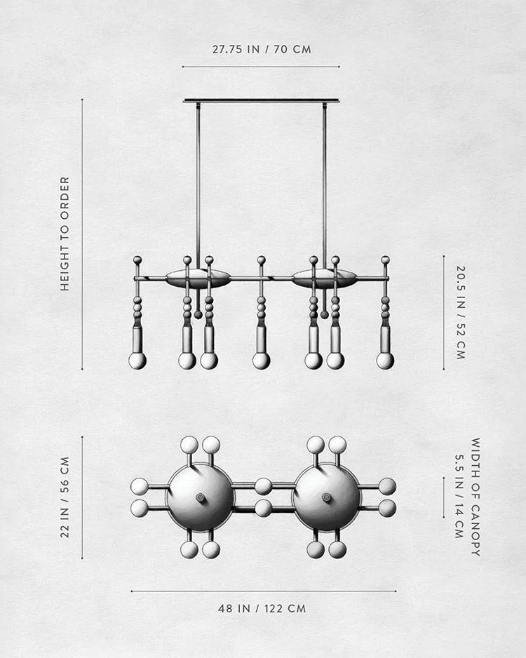 Линейная Люстра TALISMAN 14 патронов по дизайну студии Apparatus в Ижевске