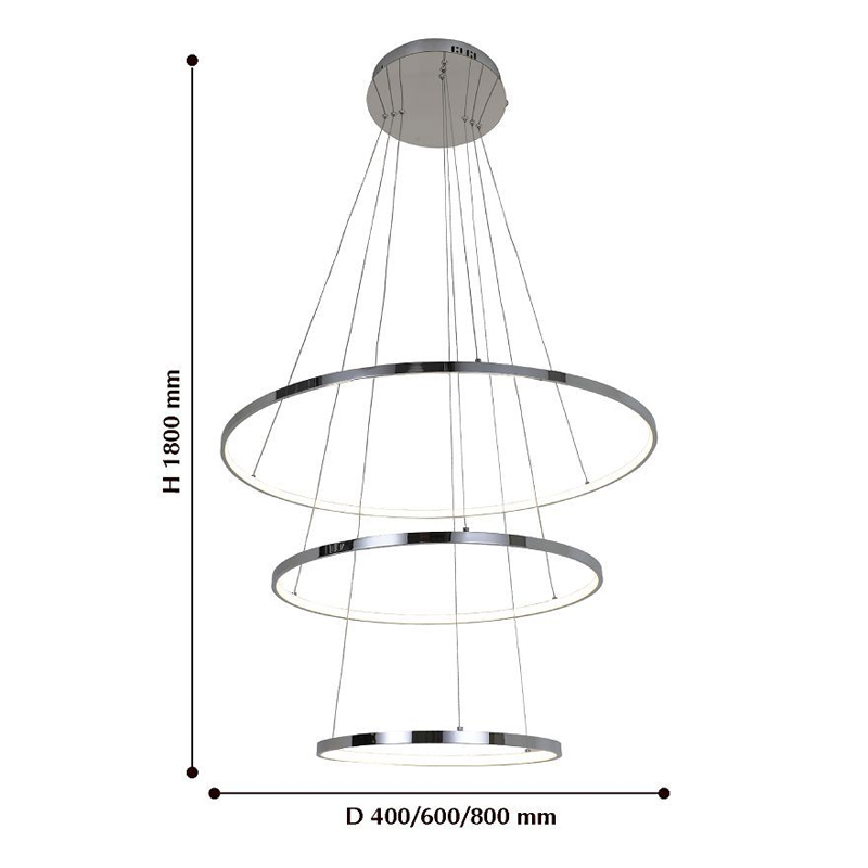 Кольцевая люстра цвета хром из трех колец в Ижевске